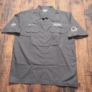 Chase Authentics Jack Daniels Clint Bowyer Garage Mechanic Shirt Men's Large Gra